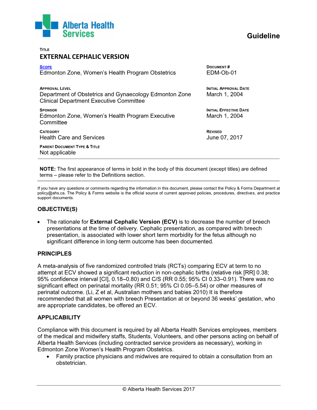 External Cephalic Version Guideline EDM-Ob-01