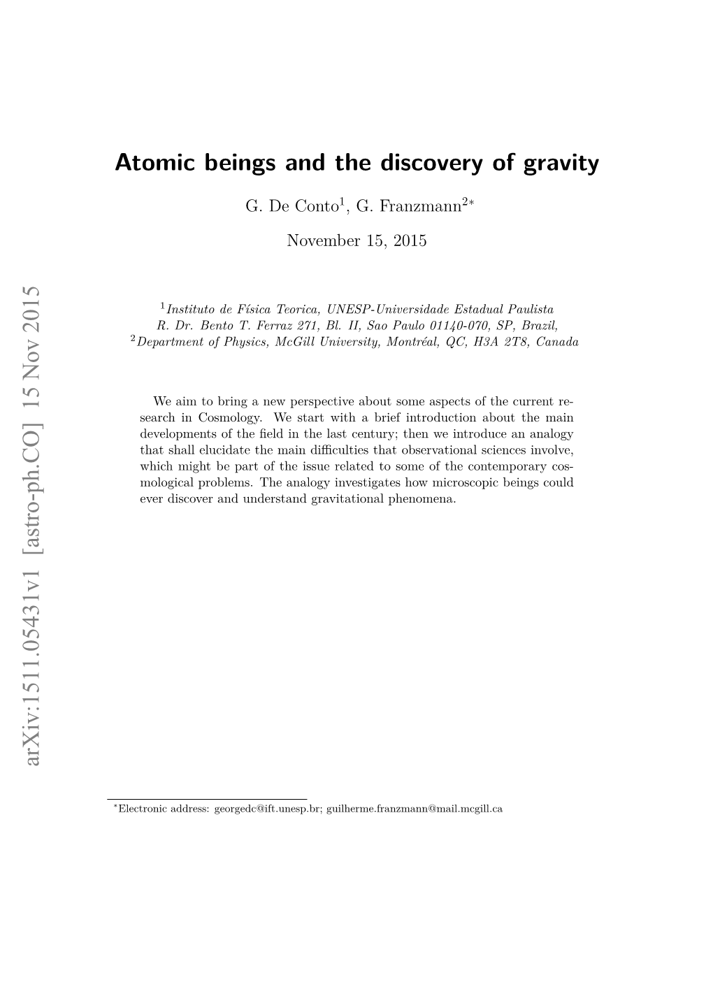 Atomic Beings and the Discovery of Gravity