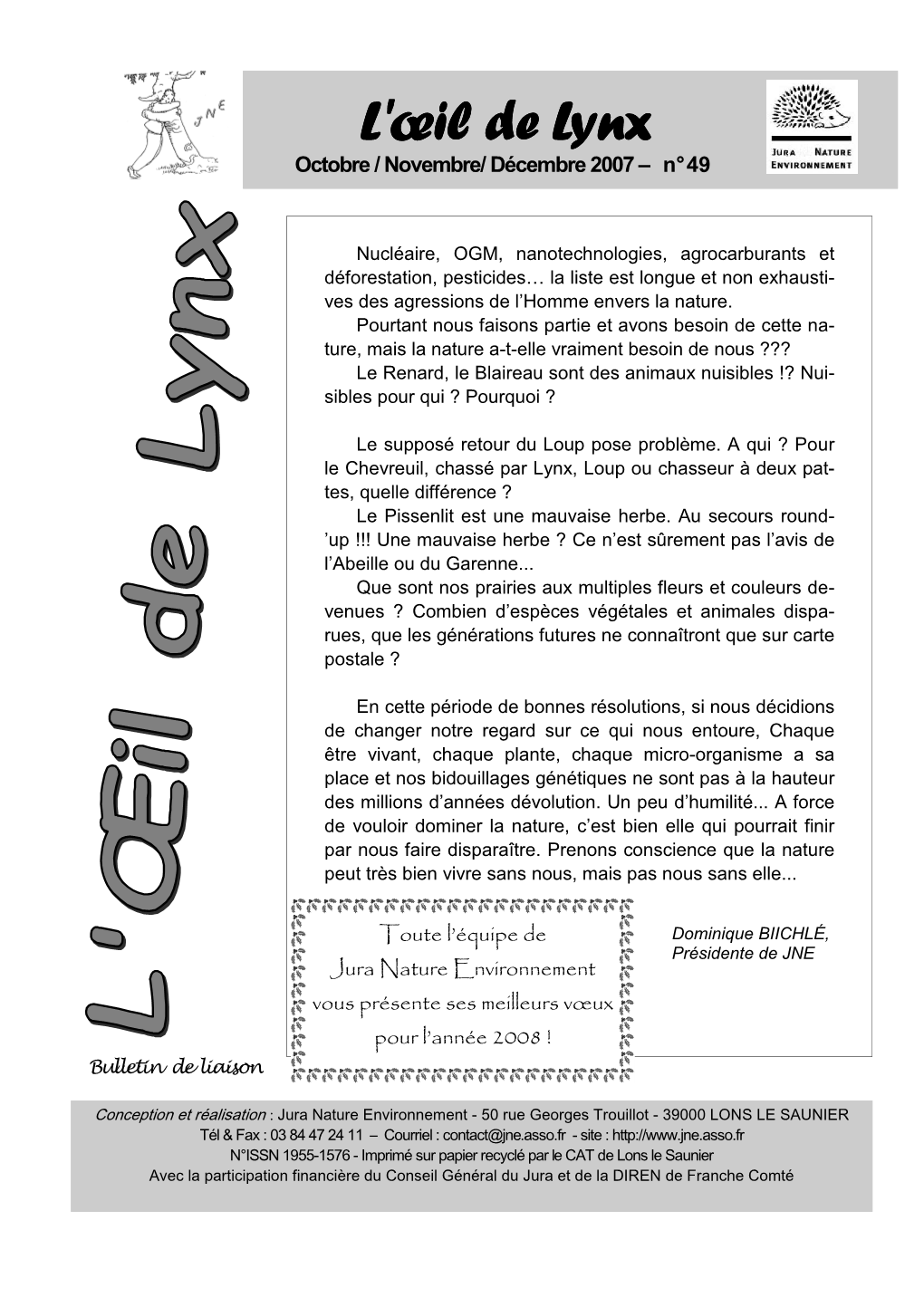 L'œil De Lynx Octobre / Novembre/ Décembre 2007 – N° 49