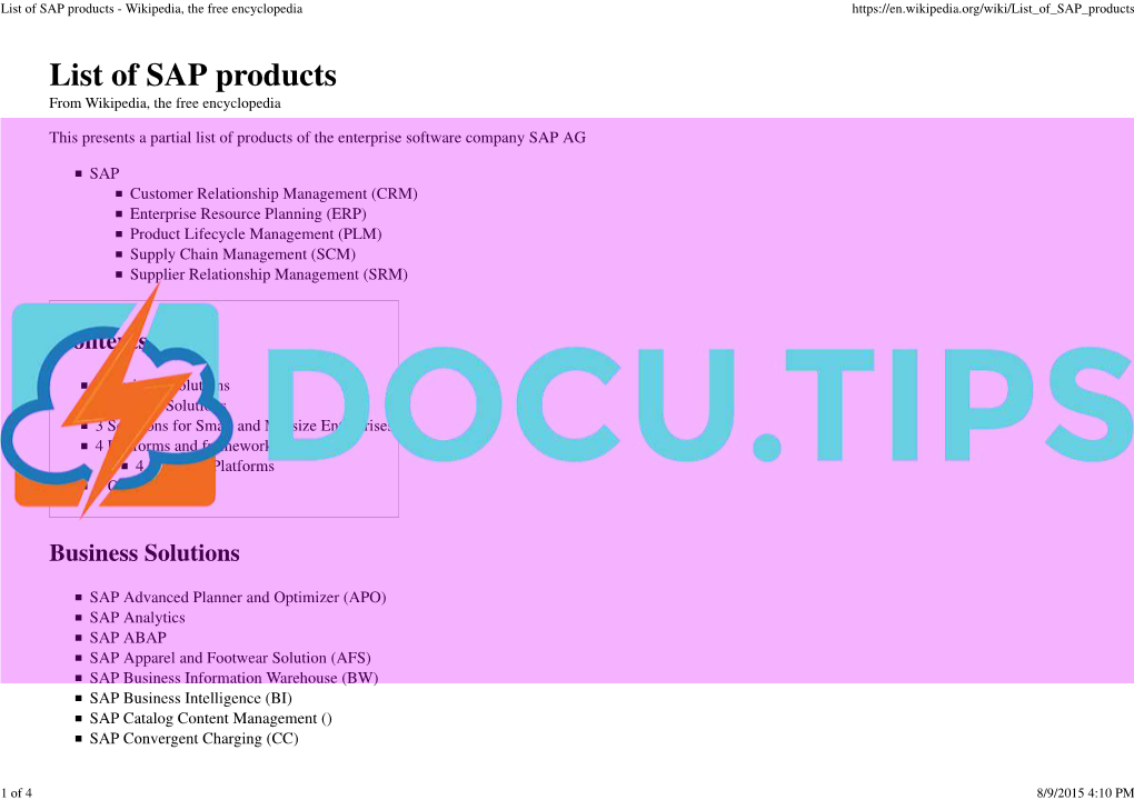 List of SAP Products - Wikipedia, the Free Encyclopedia
