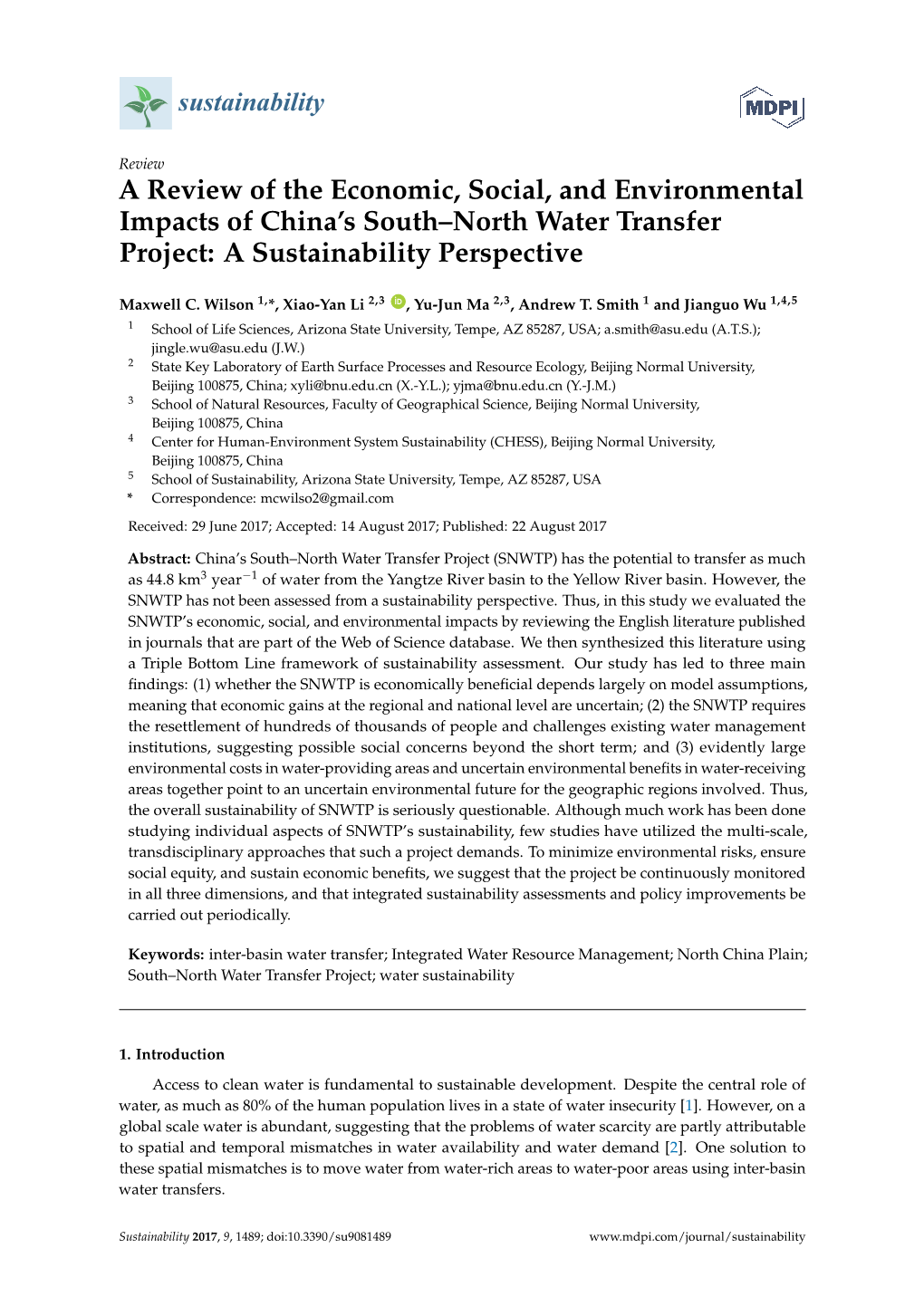 A Review of the Economic, Social, and Environmental Impacts of China's