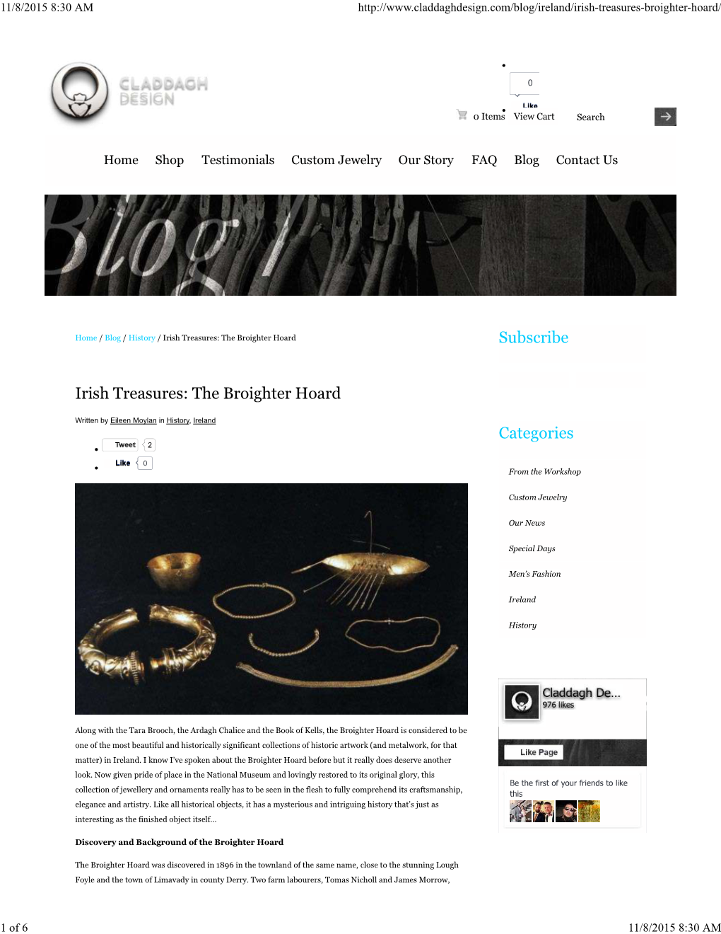 Irish Treasures: the Broighter Hoard Subscribe Categories