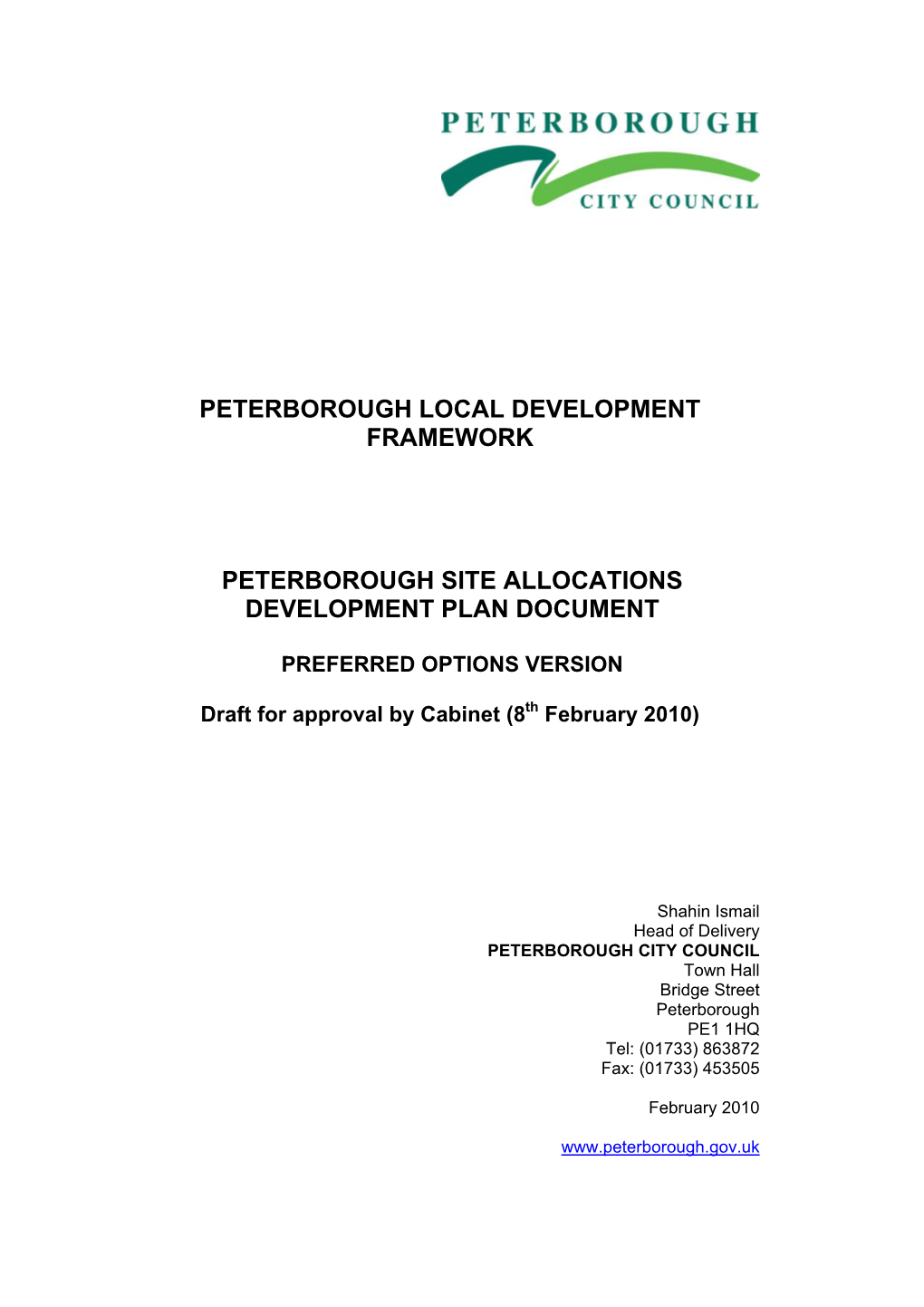 Peterborough Site Allocations Preferred Options