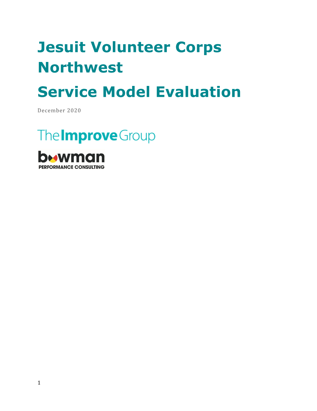 Jesuit Volunteer Corps Northwest Service Model Evaluation