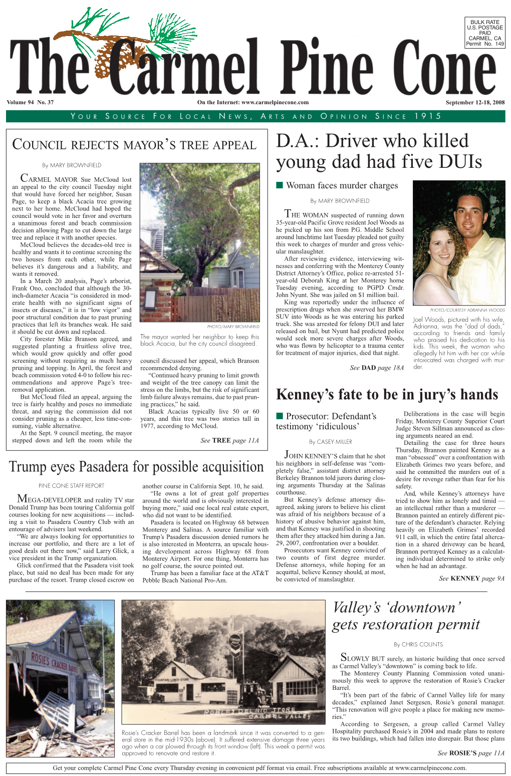 Carmel Pine Cone, September 12, 2008 (Main News)