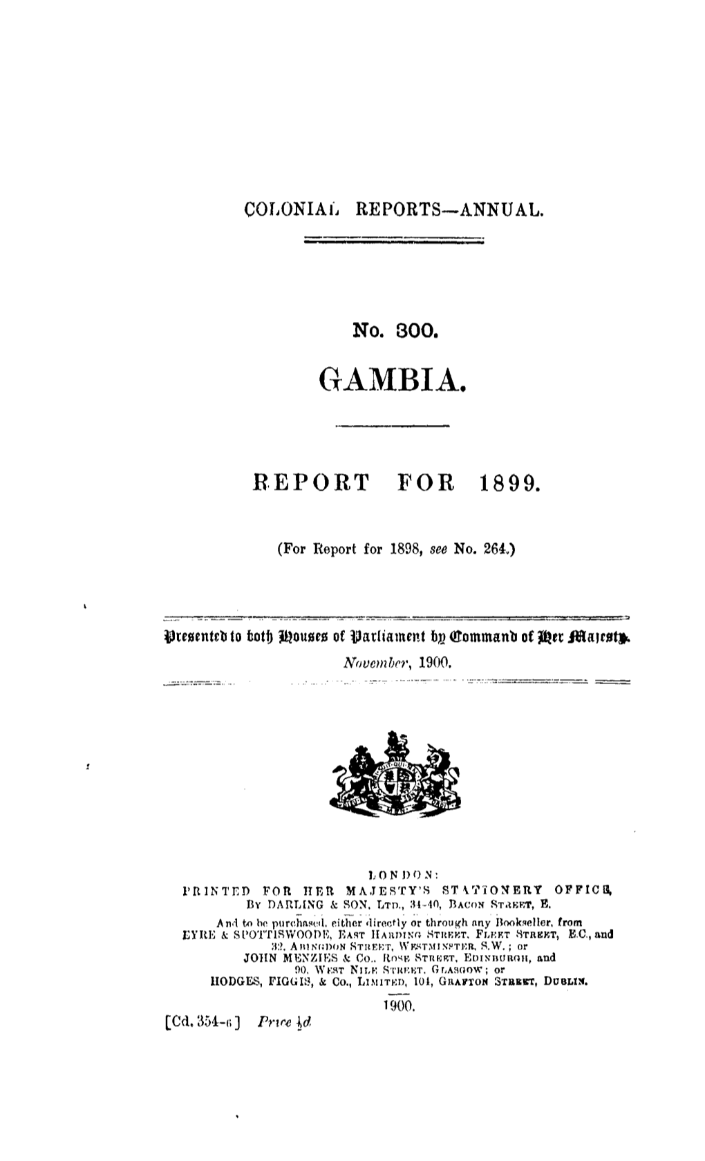 Annual Report of the Colonies. Gambia 1899