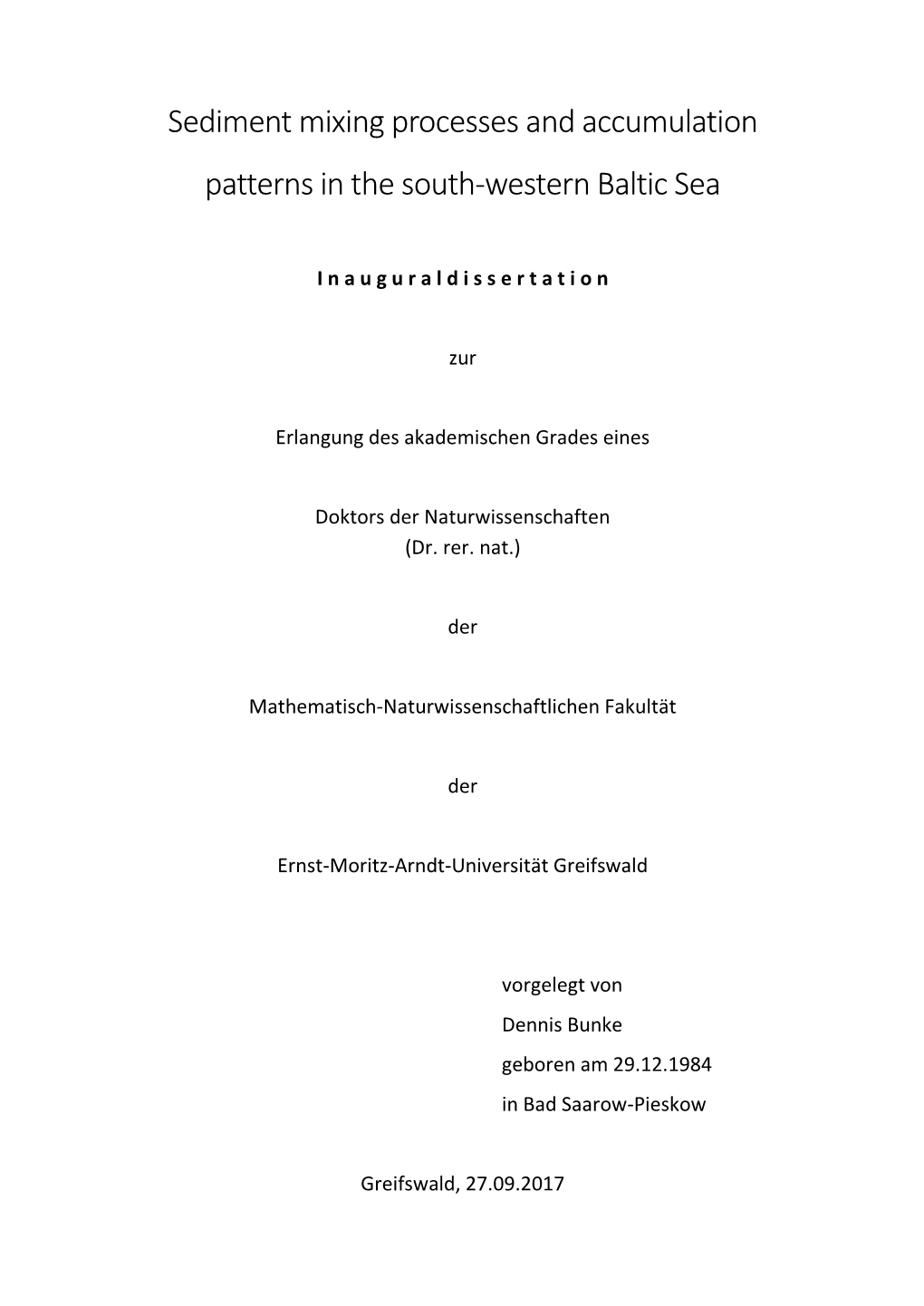 Sedimentation Processes and Accumulation Patterns in Western Baltic Sea Basins