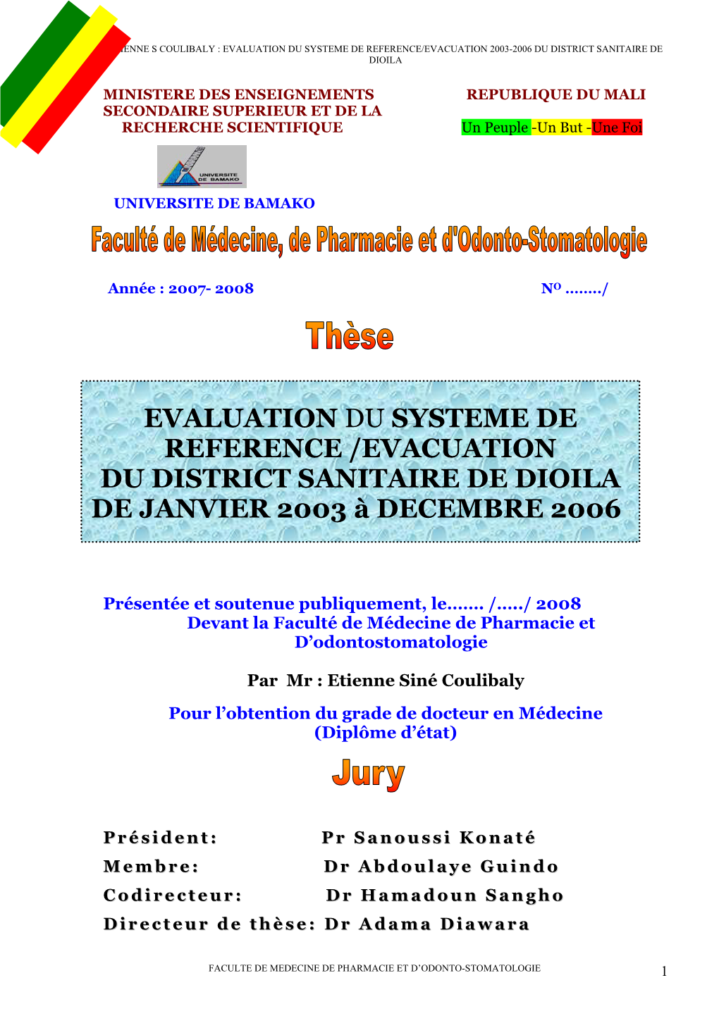 Evaluation Du Systeme De Reference /Evacuation Du