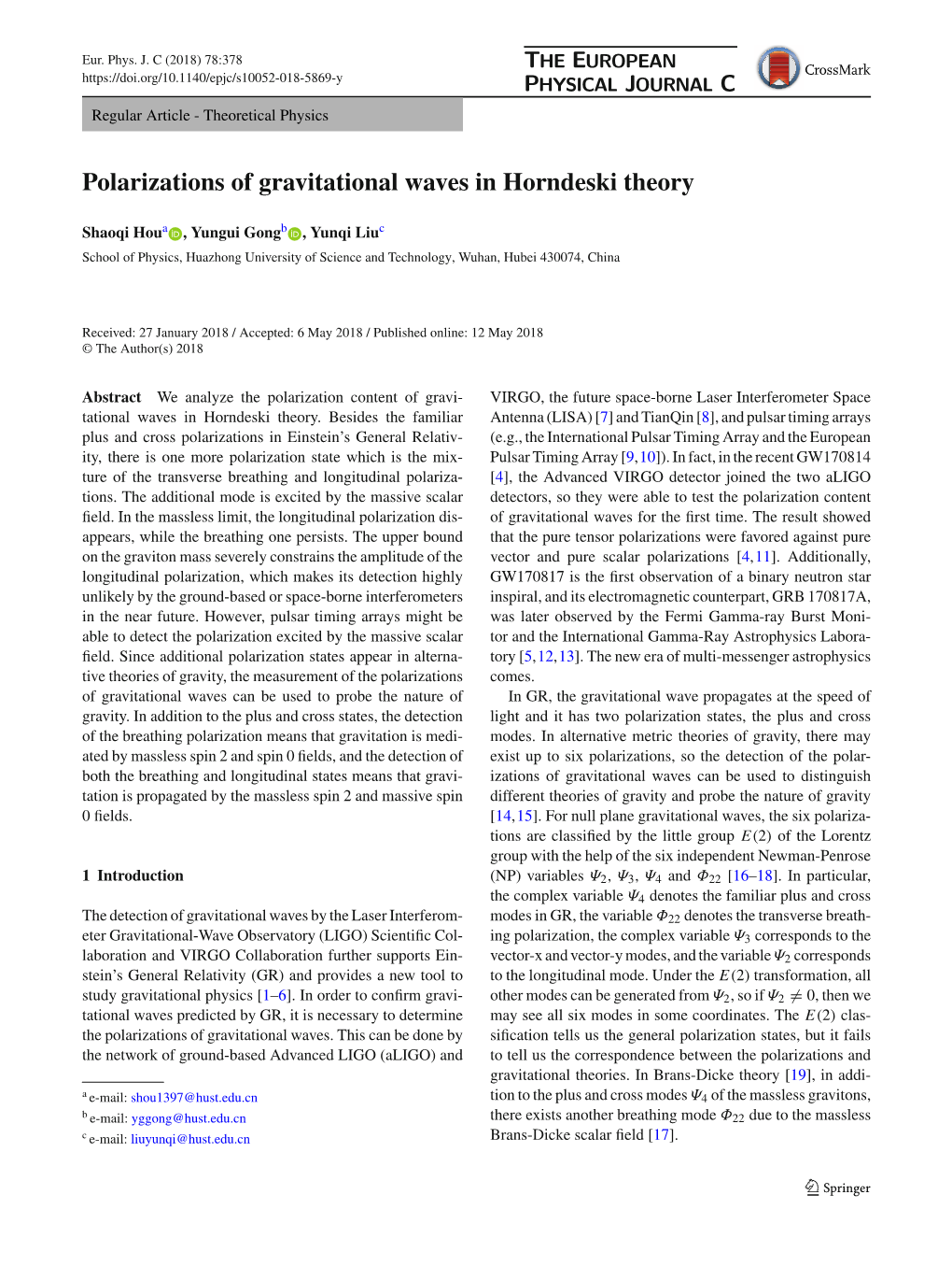 Polarizations of Gravitational Waves in Horndeski Theory