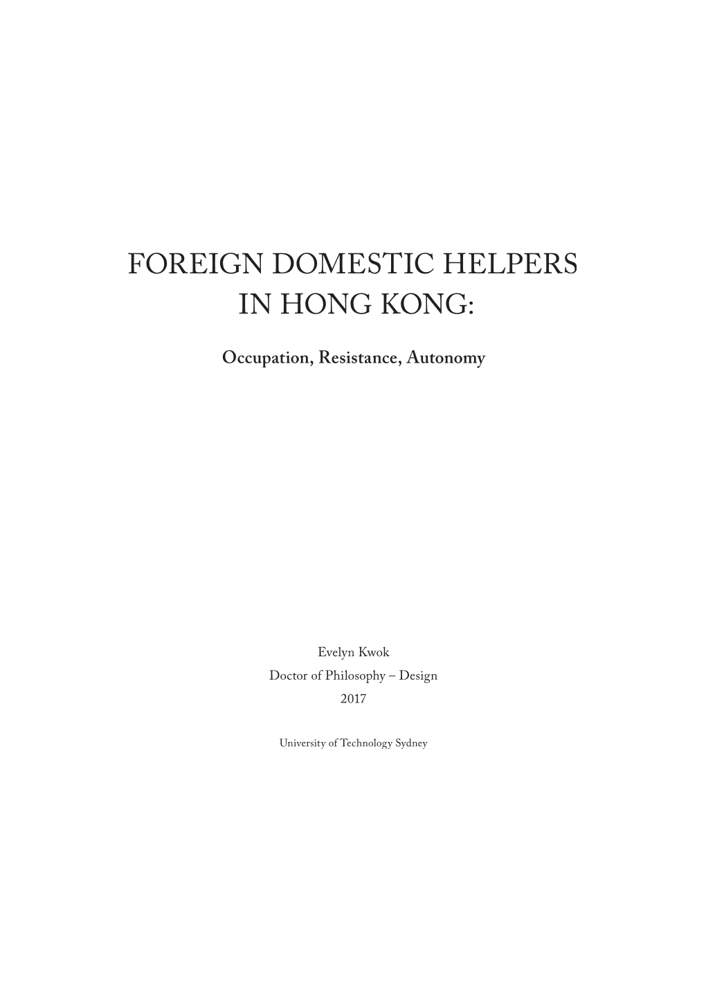 Foreign Domestic Helpers in Hong Kong