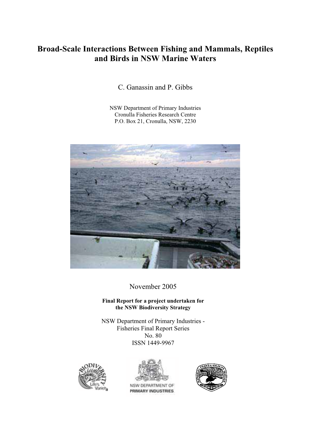 Broad-Scale Interactions Between Fishing and Mammals, Reptiles and Birds in NSW Marine Waters