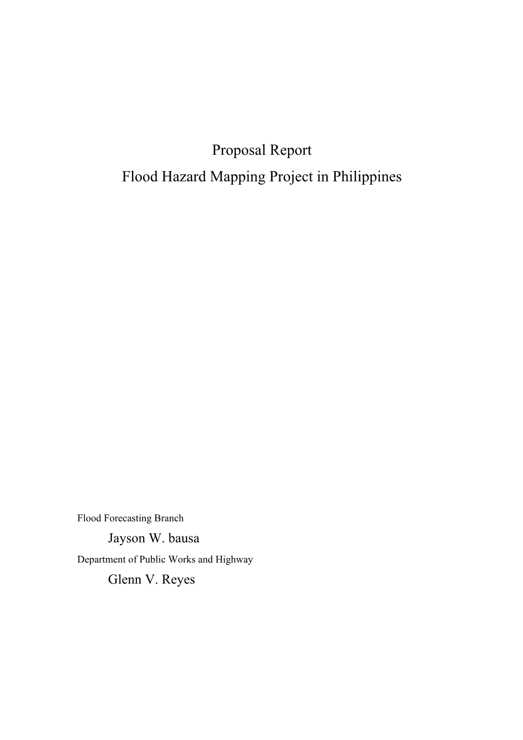 Proposal Report Flood Hazard Mapping Project in Philippines