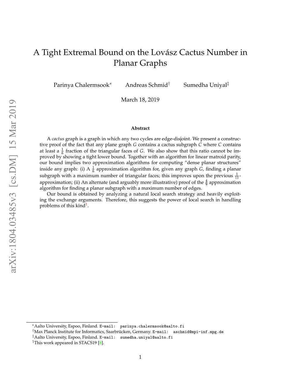 A Tight Extremal Bound on the Lov\'{A} Sz Cactus Number in Planar