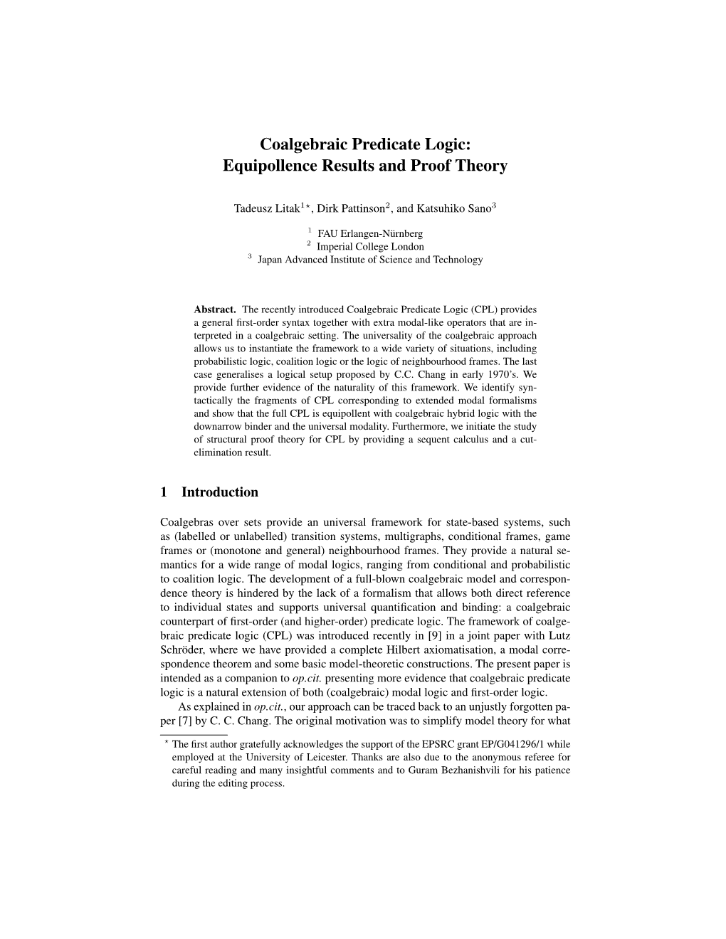 Coalgebraic Predicate Logic: Equipollence Results and Proof Theory