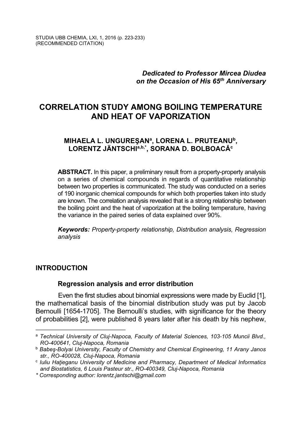 Correlation Study Among Boiling Temperature and Heat of Vaporization