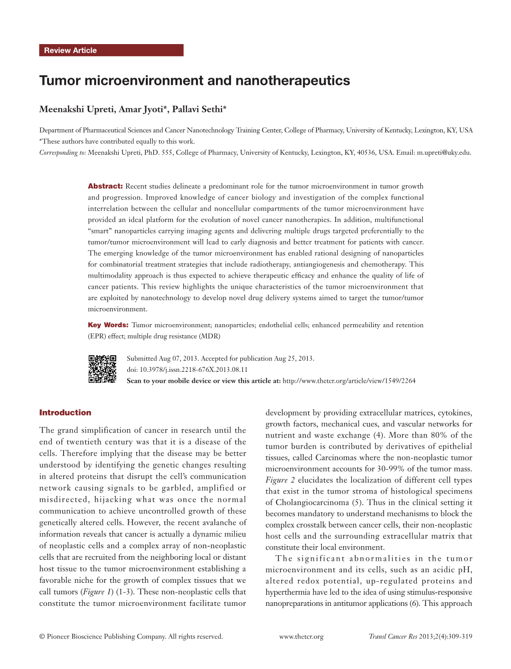 Tumor Microenvironment and Nanotherapeutics