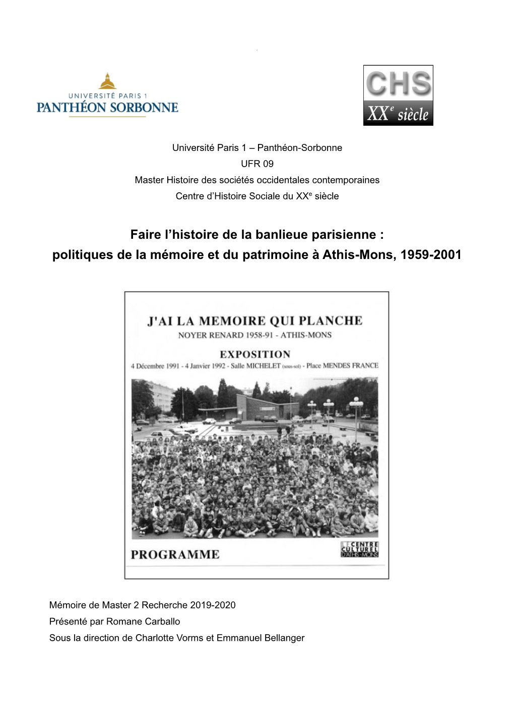 Politiques De La Mémoire Et Du Patrimoine À Athis-Mons, 1959-2001