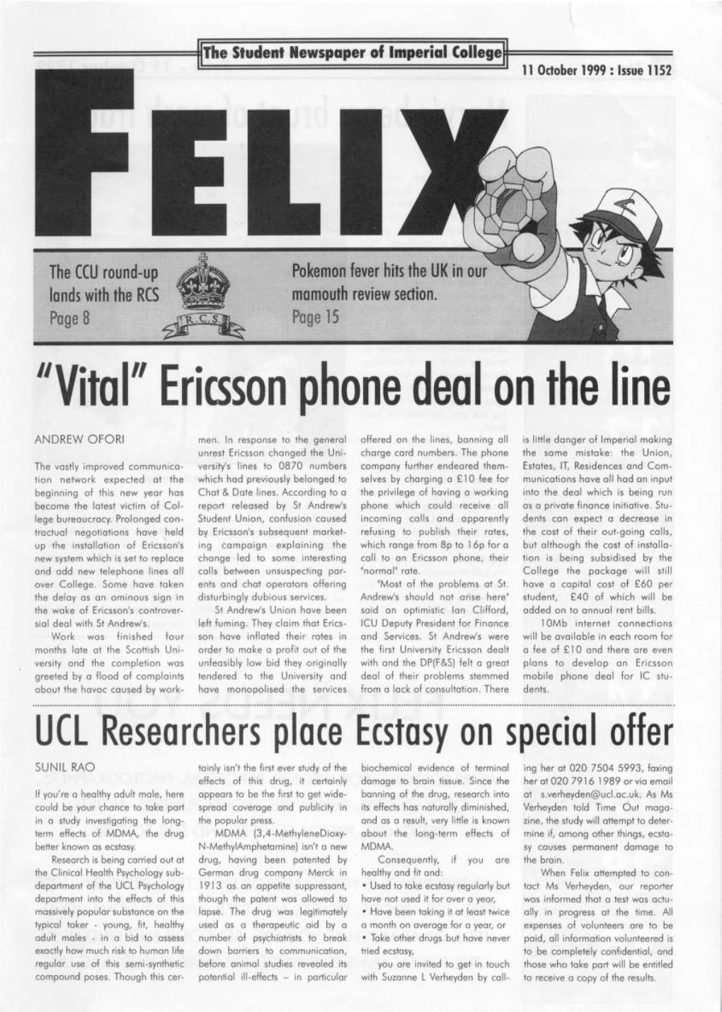 Felix Issue 1131, 1999