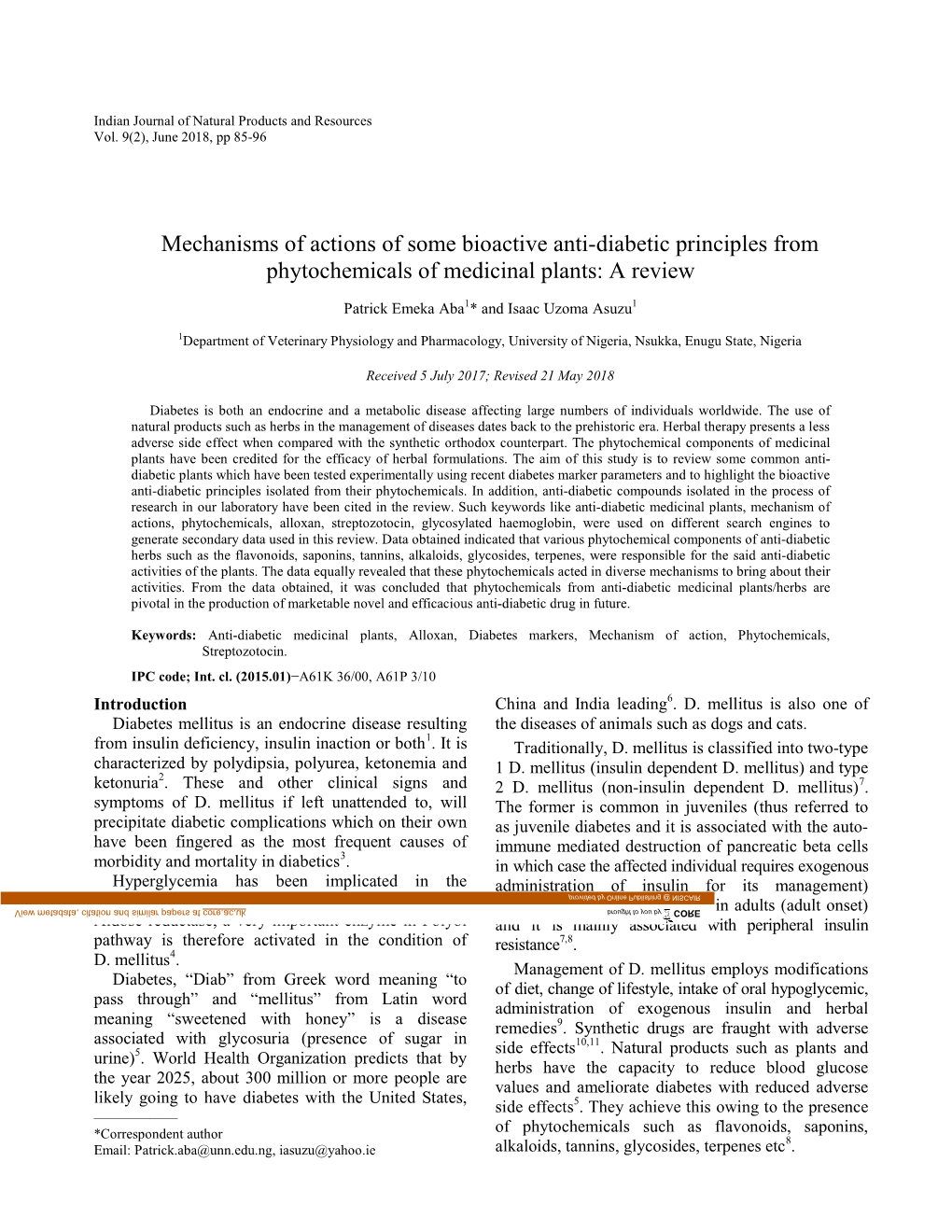 Mechanisms of Actions of Some Bioactive Anti-Diabetic Principles from Phytochemicals of Medicinal Plants: a Review