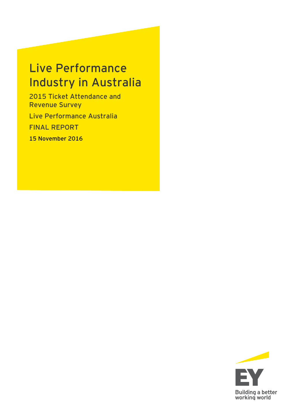 Live Performance Industry in Australia FINAL Report 14 December No