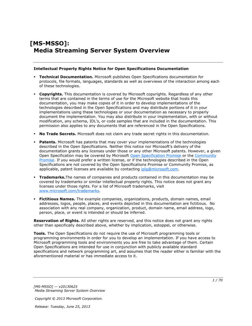 MS-MSSO]: Media Streaming Server System Overview