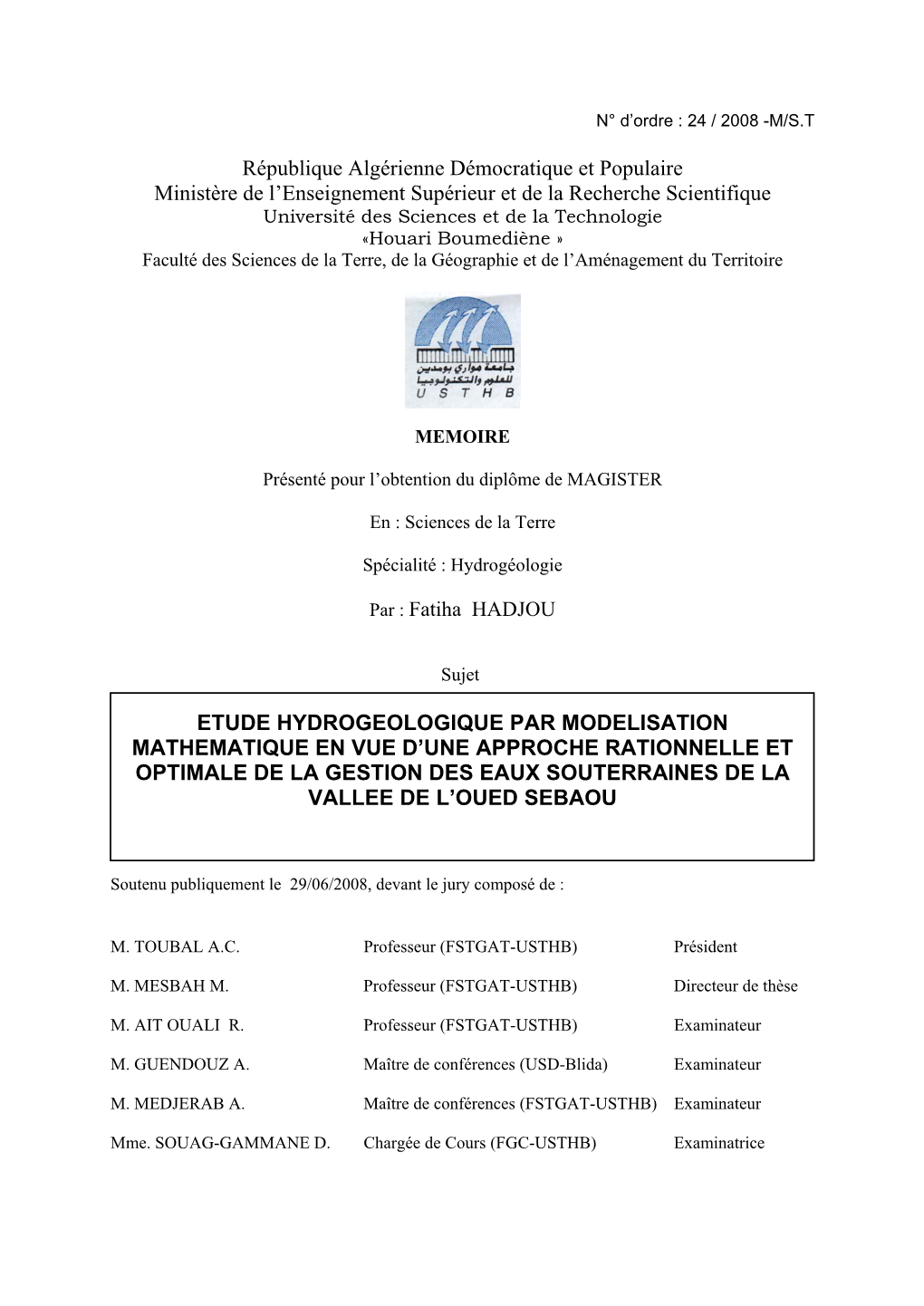 Etude Hydro Climatologique