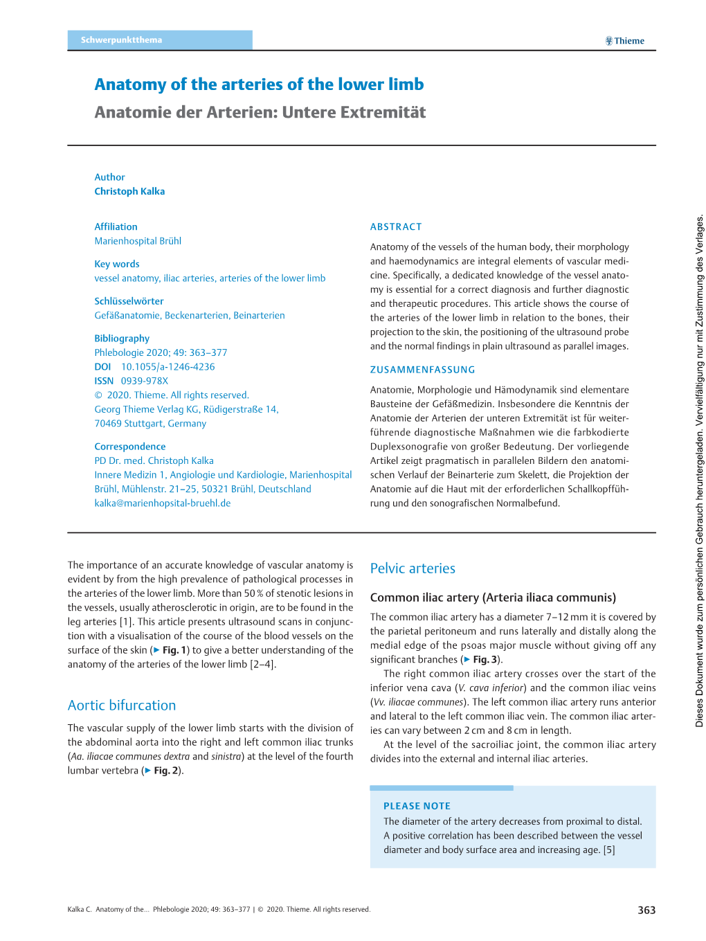 Anatomy of the Arteries of the Lower Limb Anatomie Der Arterien: Untere Extremität