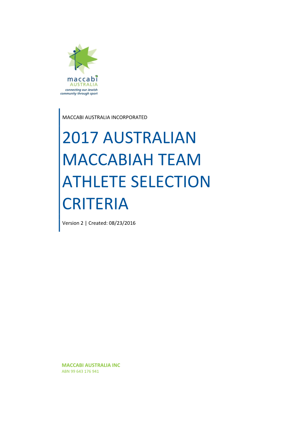 2017 Australian Maccabiah Team Athlete