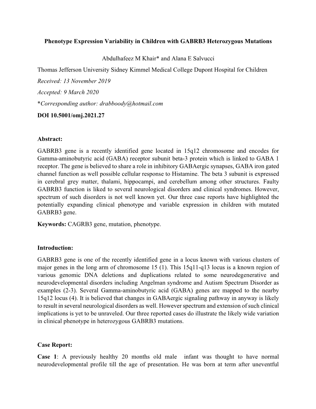 Phenotype Expression Variability in Children with GABRB3 Heterozygous Mutations