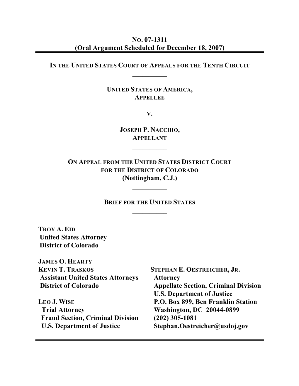 Prosecution Reply Brief, US V. Nacchio