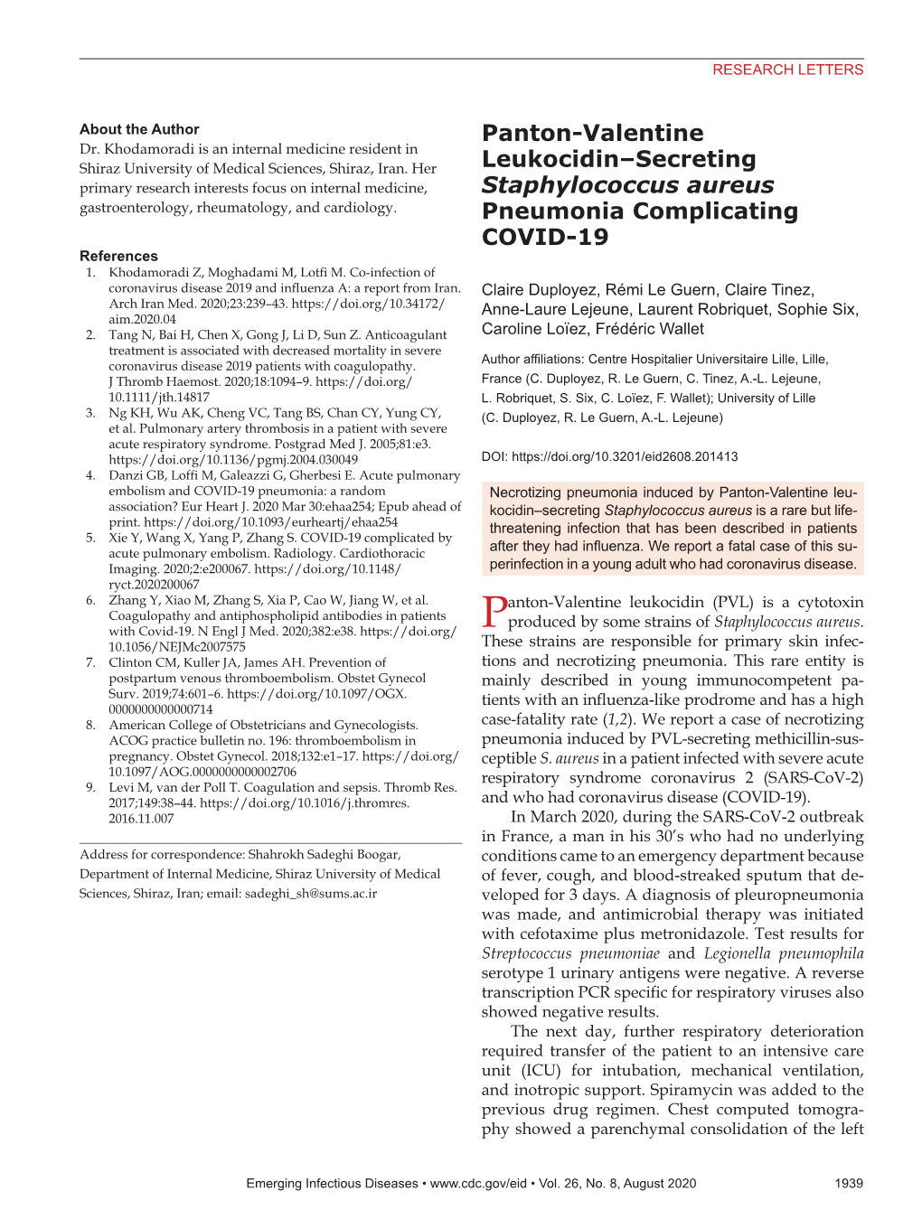 Panton-Valentine Leukocidin–Secreting Staphylococcus Aureus