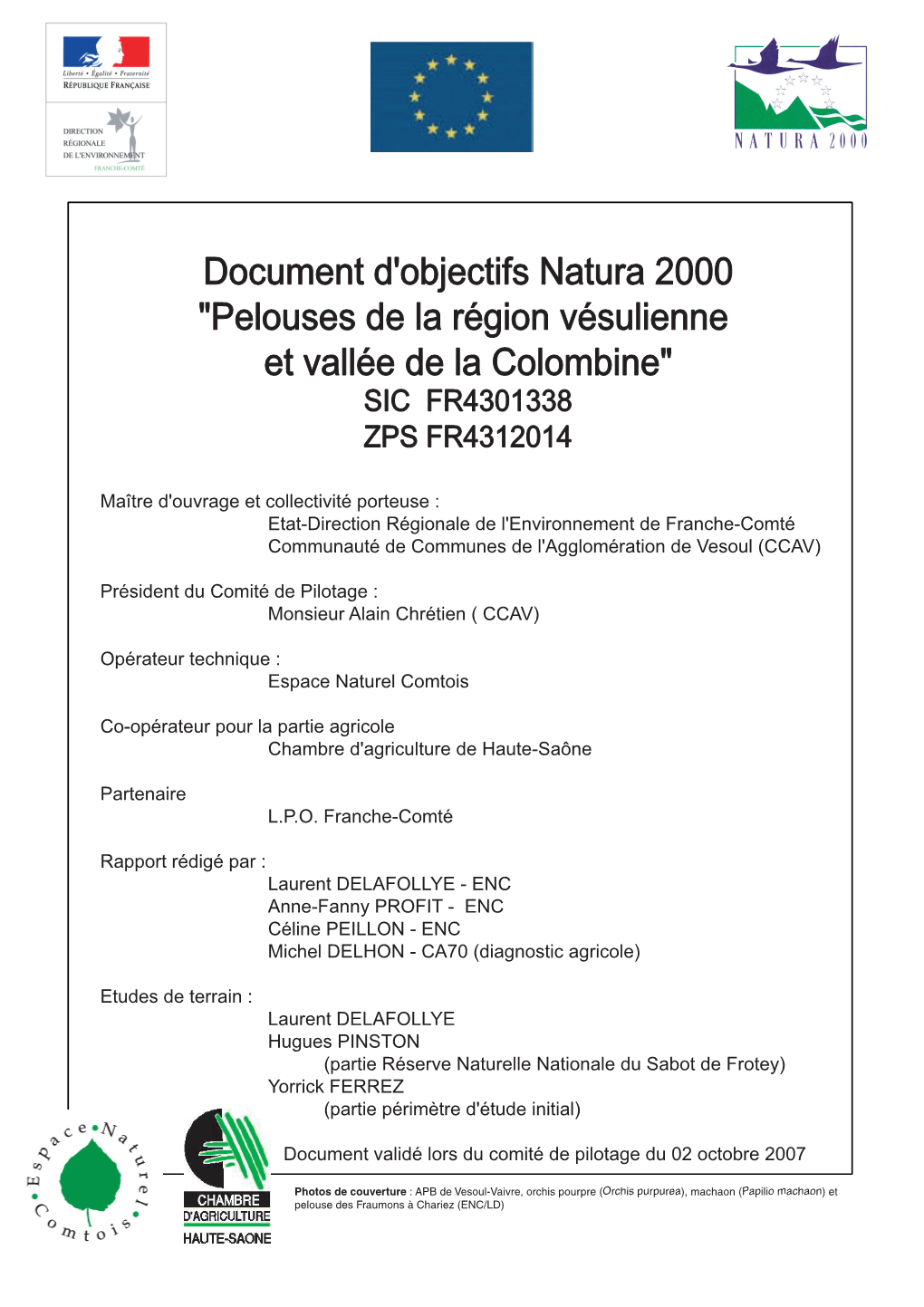Document D'objectifs Natura 2000 "Pelouses De La Région Vésulienne Et Vallée De La Colombine"