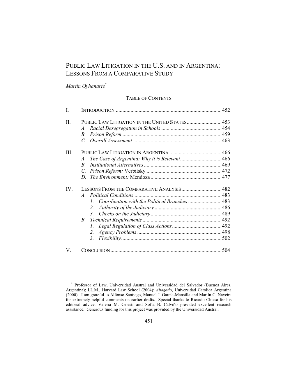 Public Law Litigation in the U.S. and in Argentina: Lessons from a Comparative Study