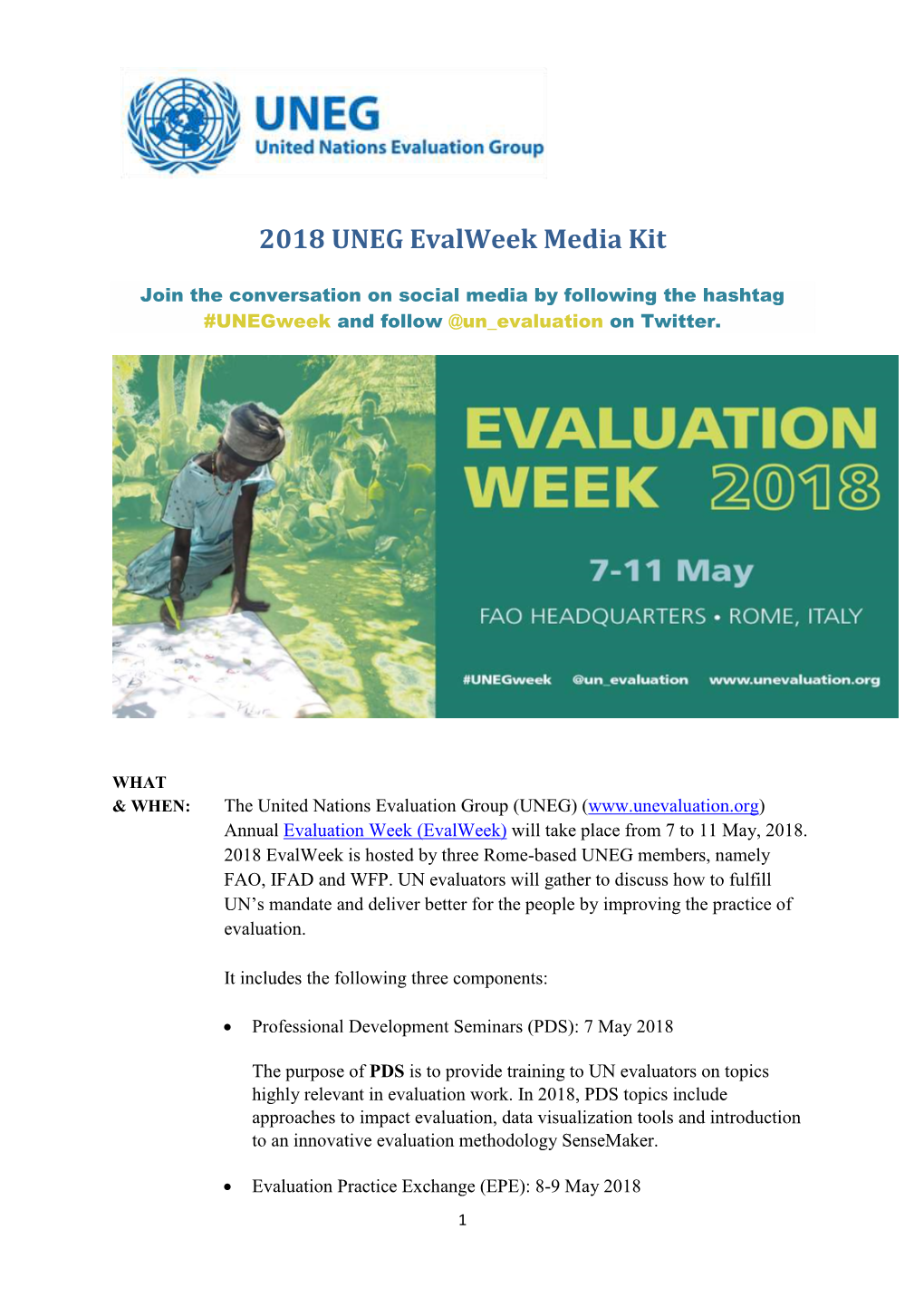 2018 UNEG Evalweek Media Kit