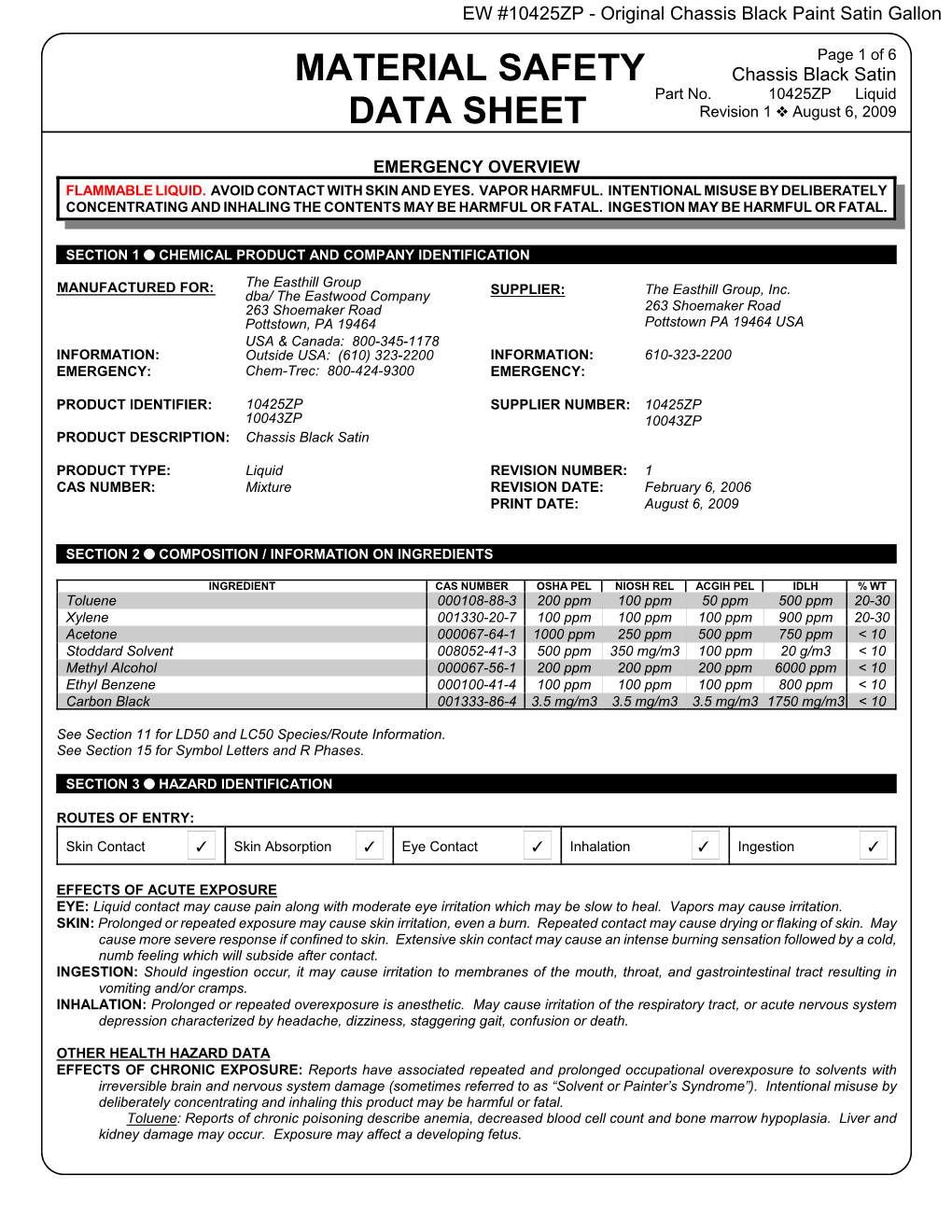 (Eastwood)\WPD Files\MSDS Easthill E6268CT, E6271CT Chass