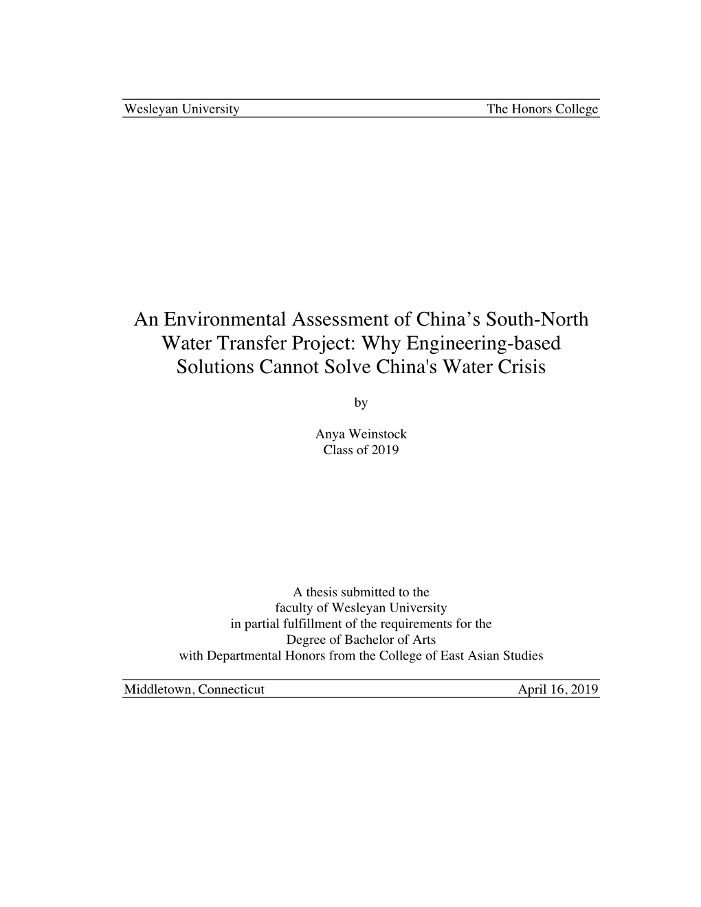 An Environmental Assessment of China's South