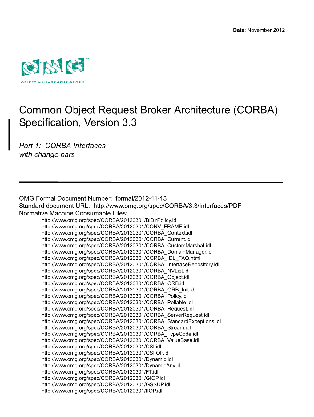 CORBA) Specification, Version 3.3