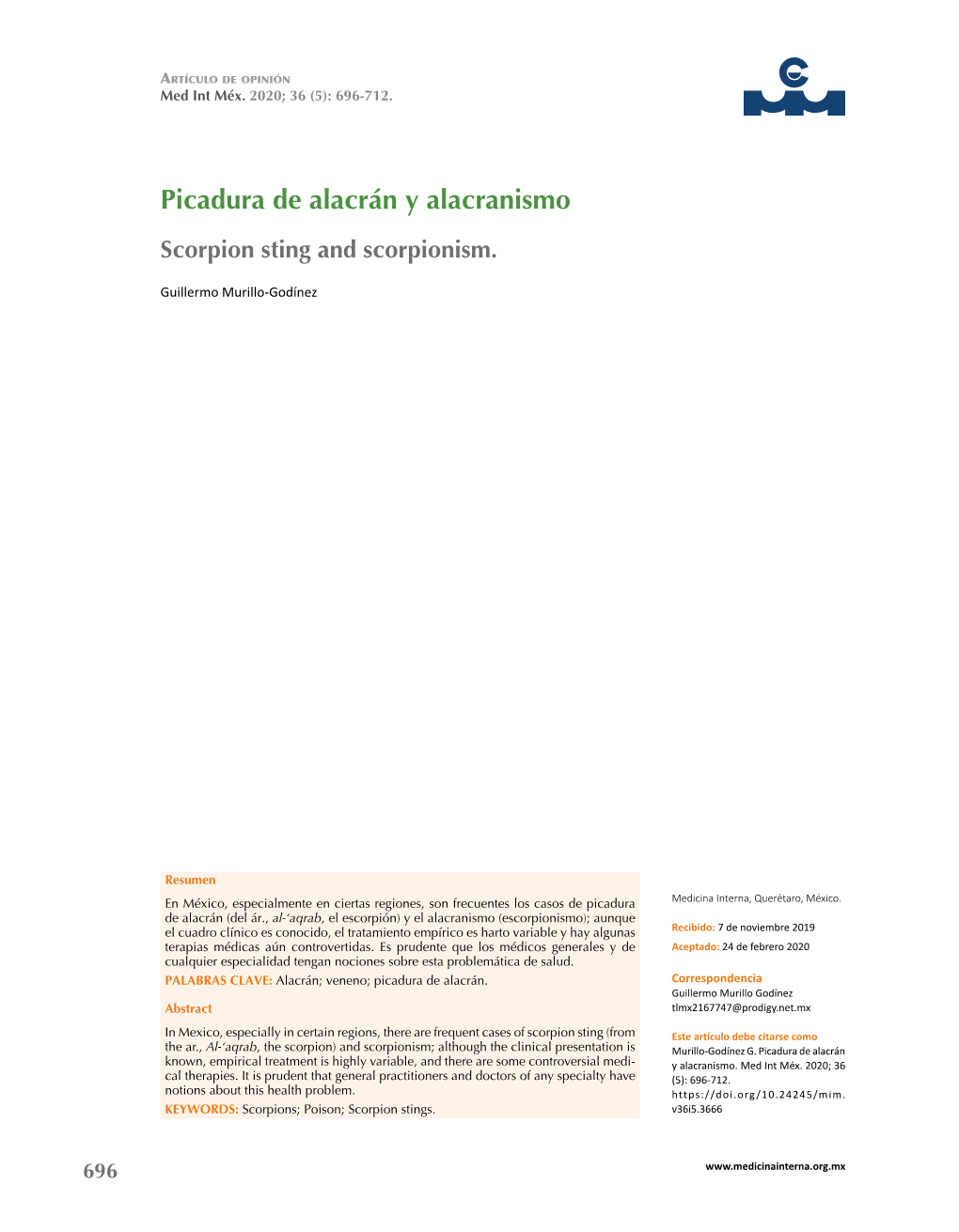Picadura De Alacrán Y Alacranismo Scorpion Sting and Scorpionism