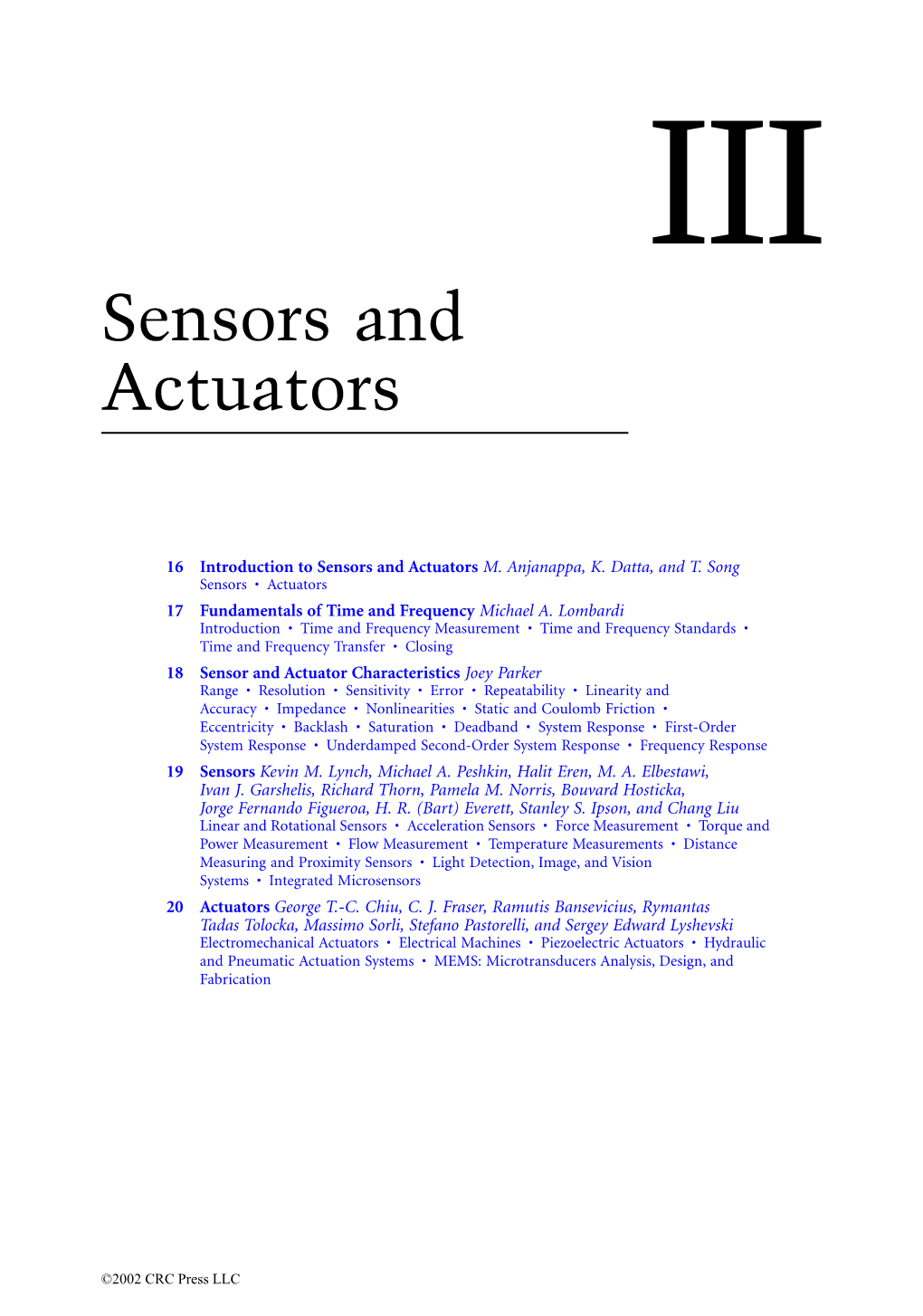 Chapter 16: Introduction to Sensors and Actuators