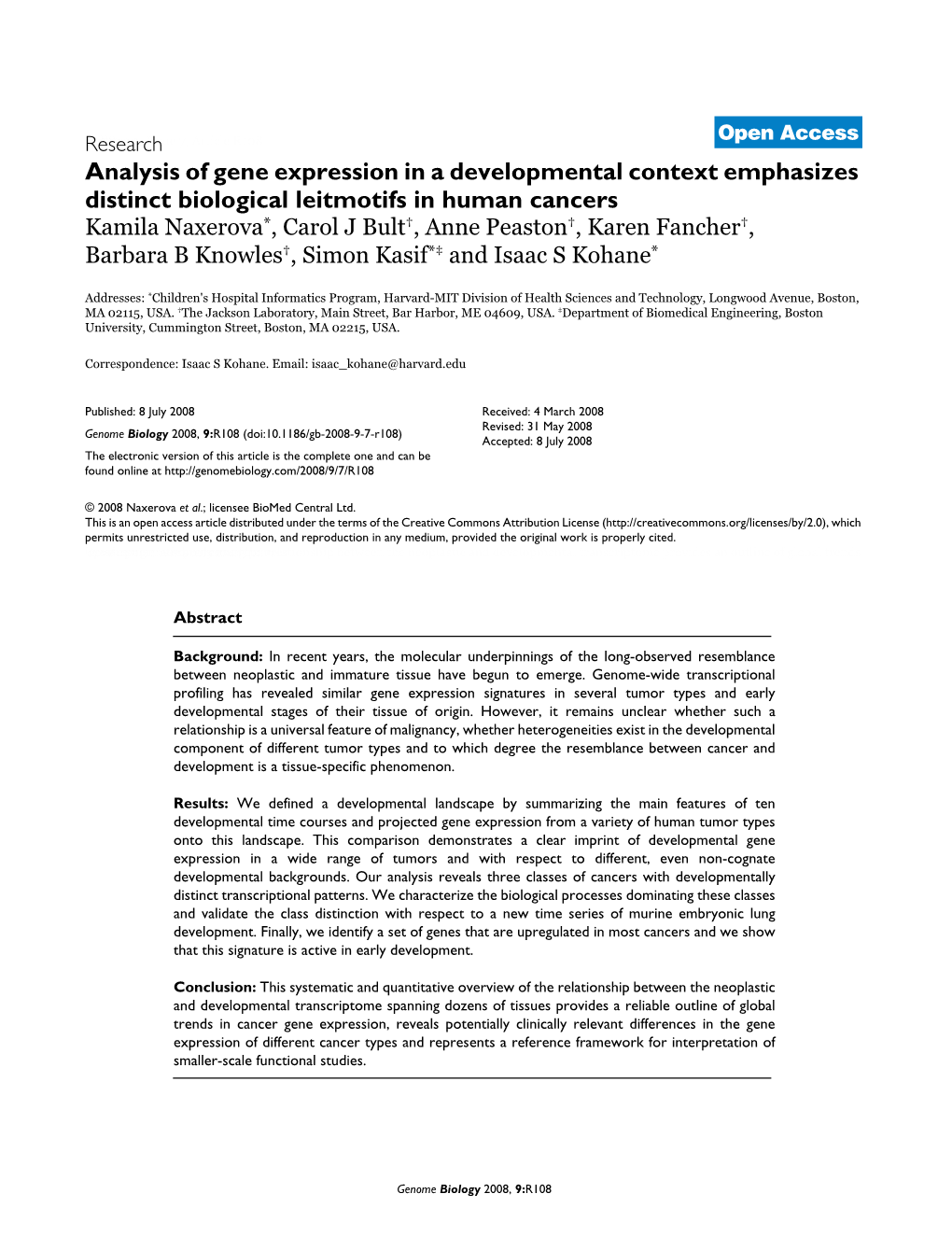 Analysis of Gene Expression in a Developmental