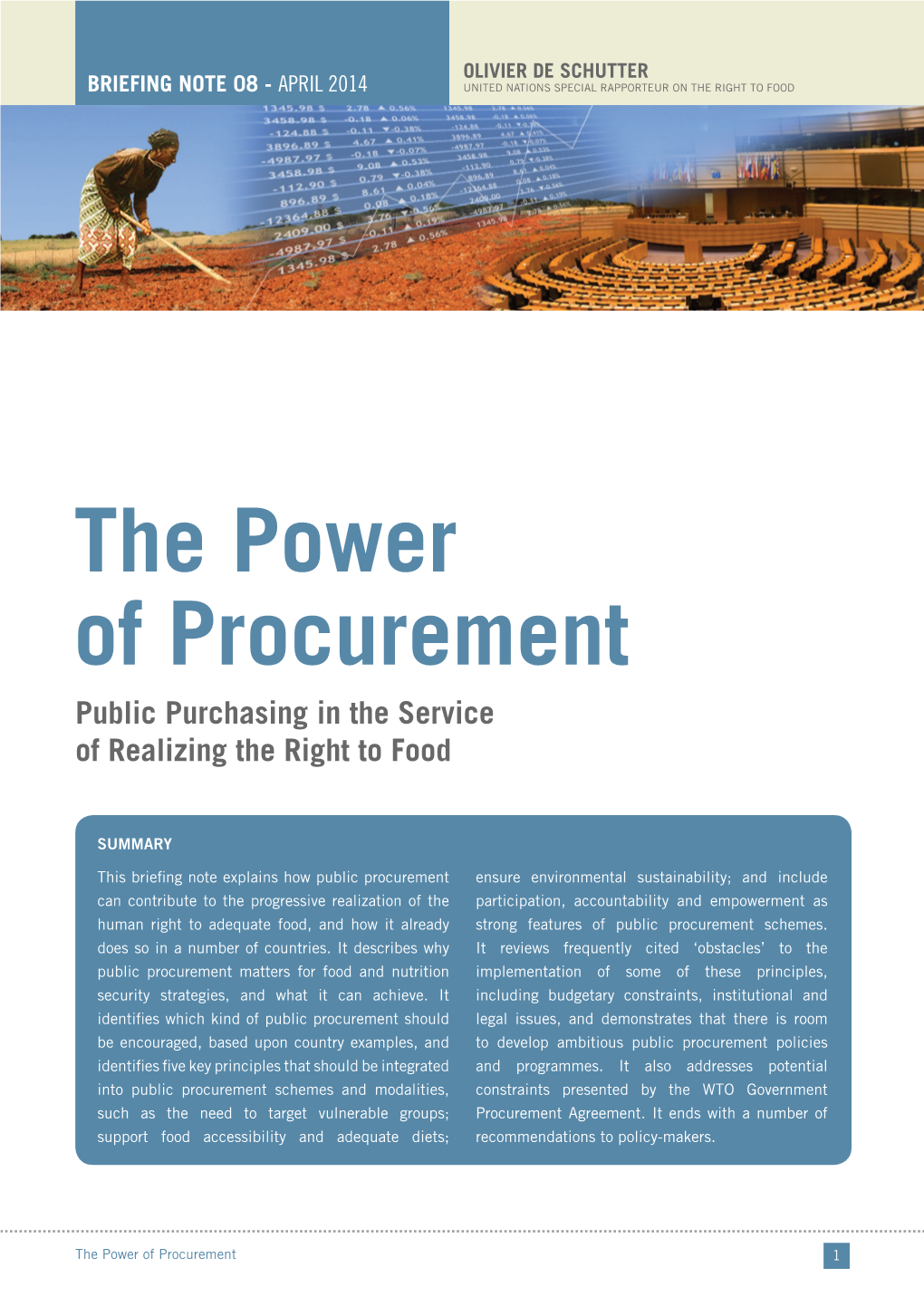 The Power of Procurement Public Purchasing in the Service of Realizing the Right to Food