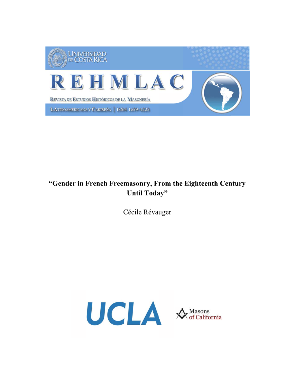 “Gender in French Freemas Un Céc Sonry, F Ntil Toda Cile Révau Rom