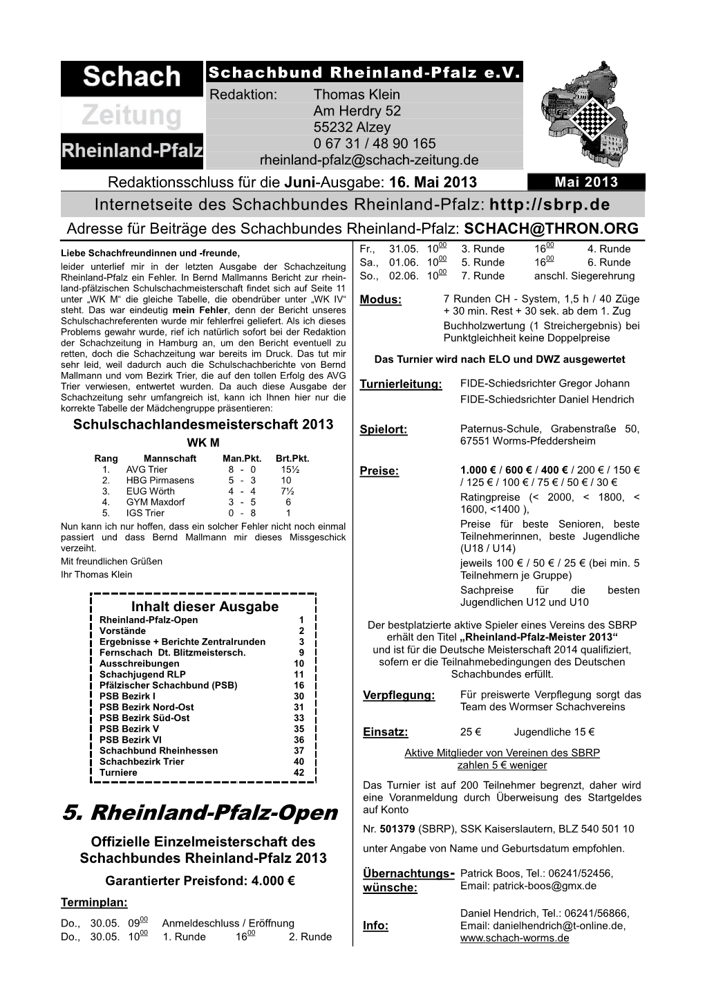 5. Rheinland-Pfalz-Open Auf Konto Nr