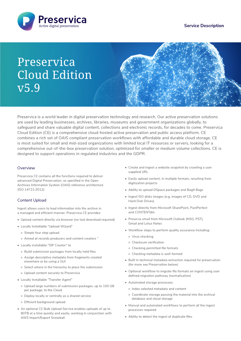 Preservica Cloud Edition V5.9