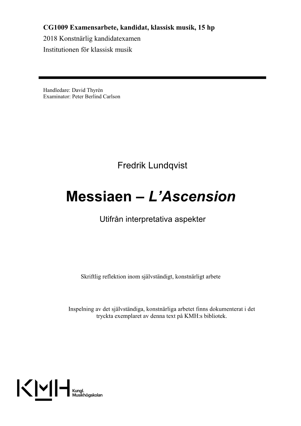 Messiaen – L’Ascension