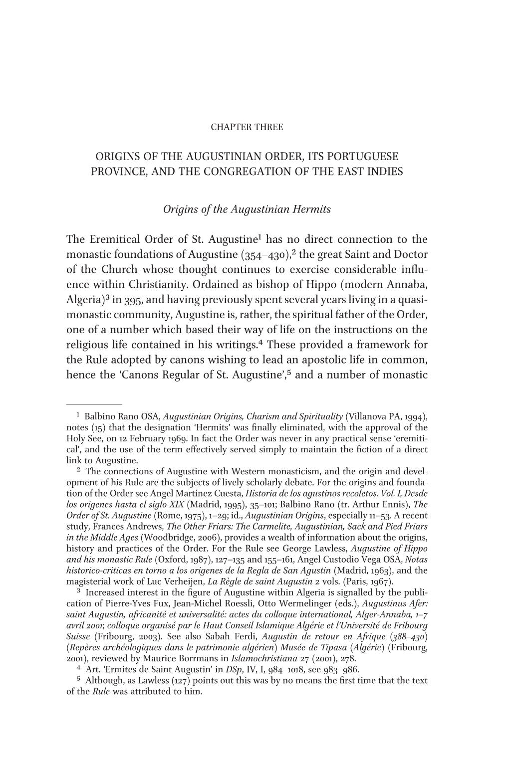 Origins of the Augustinian Order, Its Portuguese Province, and the Congregation of the East Indies