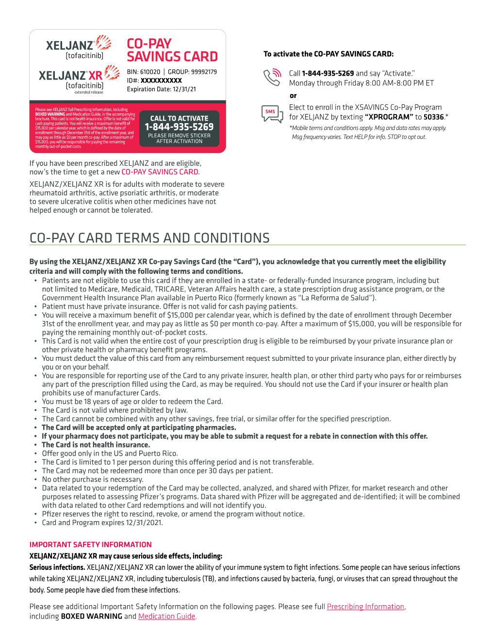 Co-Pay Card Terms and Conditions