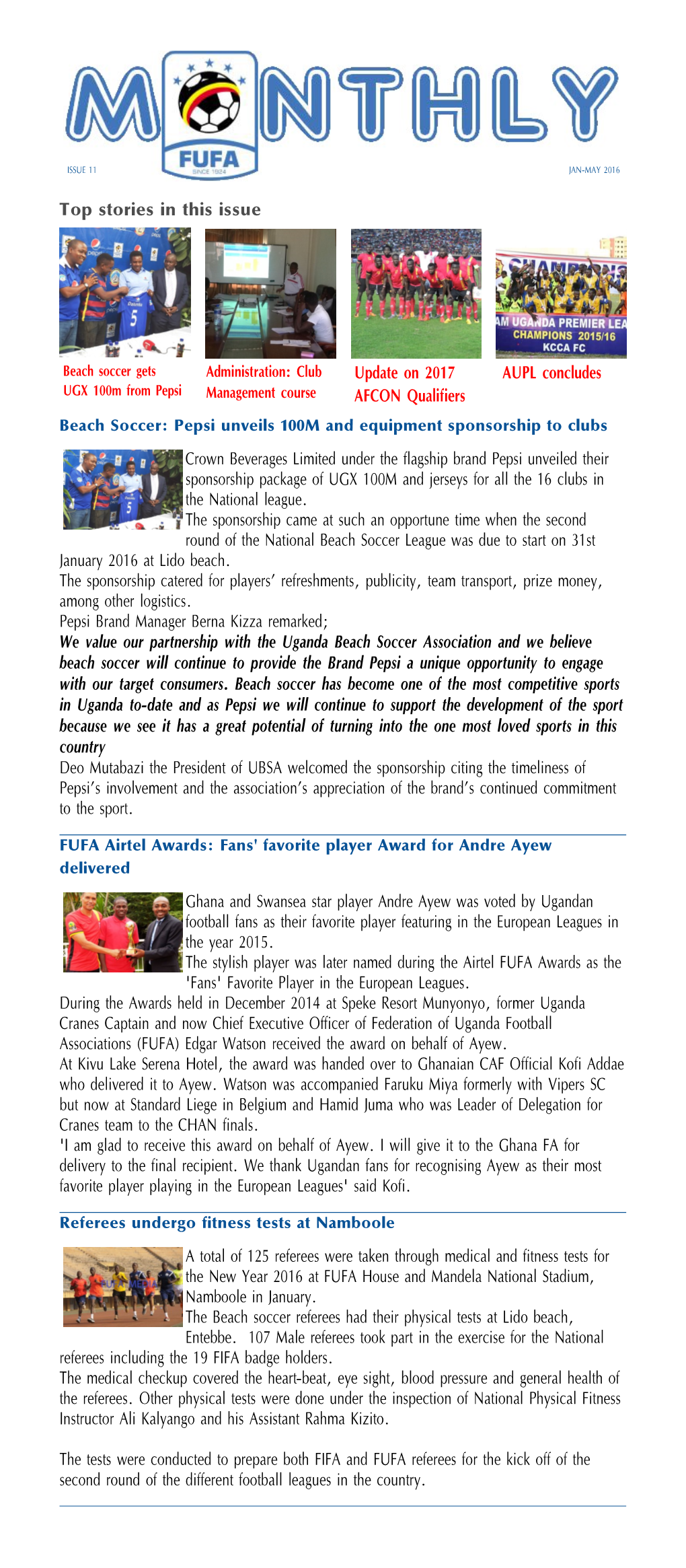 FUFA Newsletter Jan-May 2016