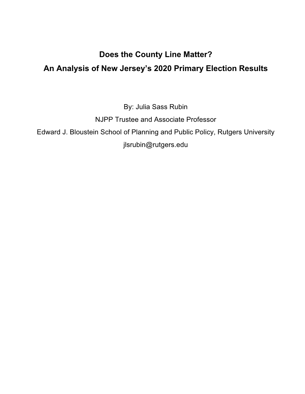 Authored an Analysis of the County Line