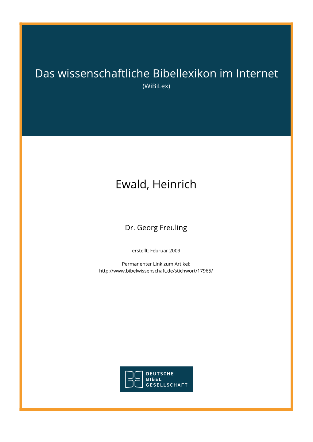 Das Wissenschaftliche Bibellexikon Im Internet Ewald, Heinrich